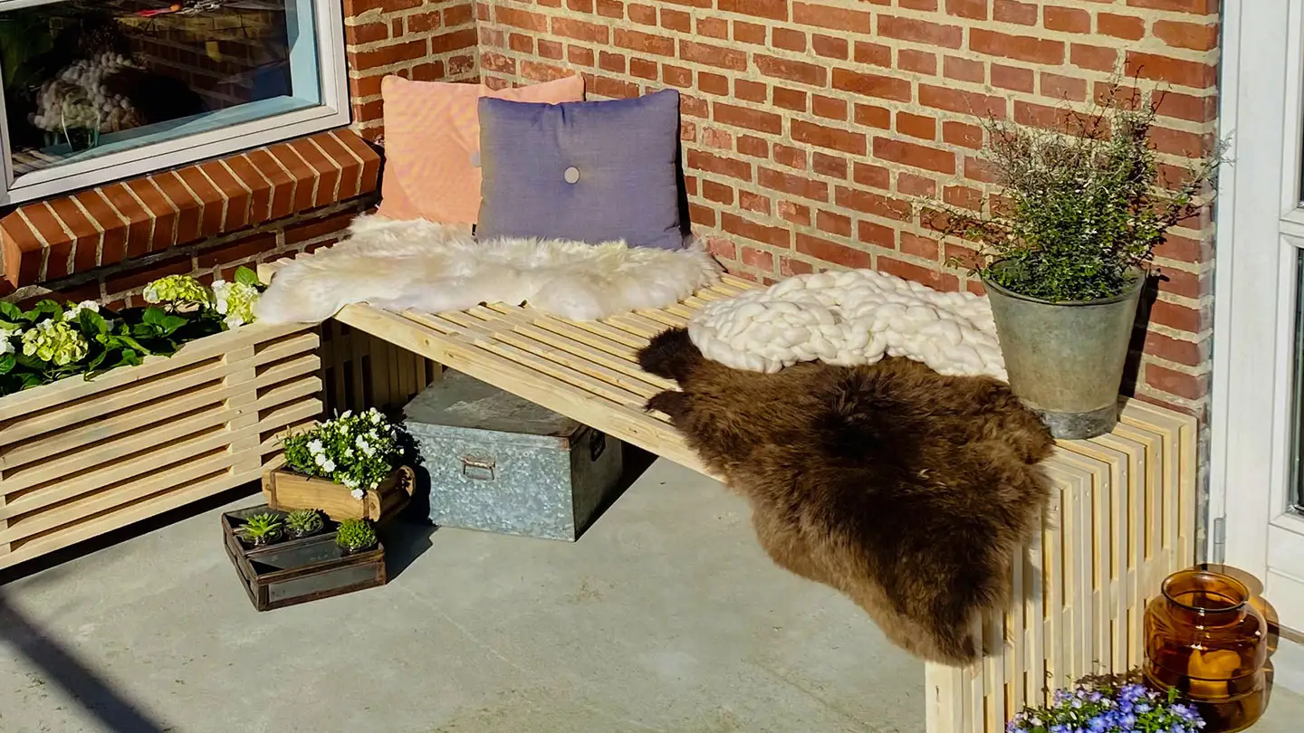 Wooden bench perfect for use outdoor and in greenhouses